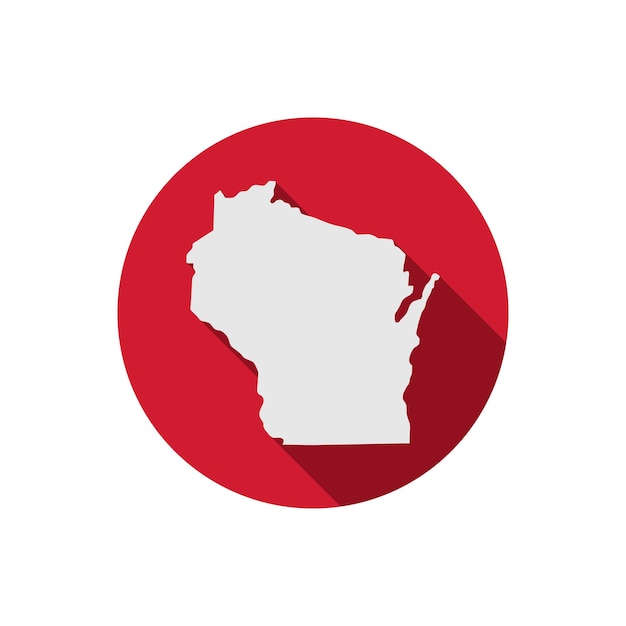 Wisconsin staat kaart cirkel met lange schaduw