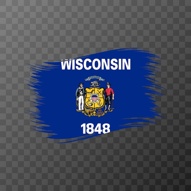 Vector wisconsin state flag in brush style on transparent background vector illustration