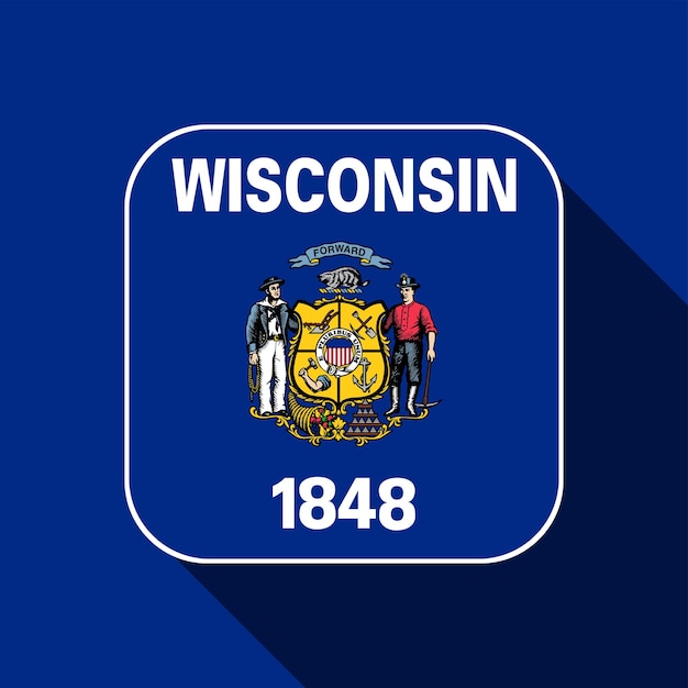 Wisconsin state flag Vector illustration