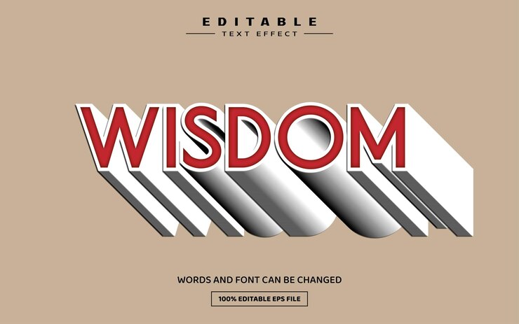 Vector wisdom 3d editable text effect template