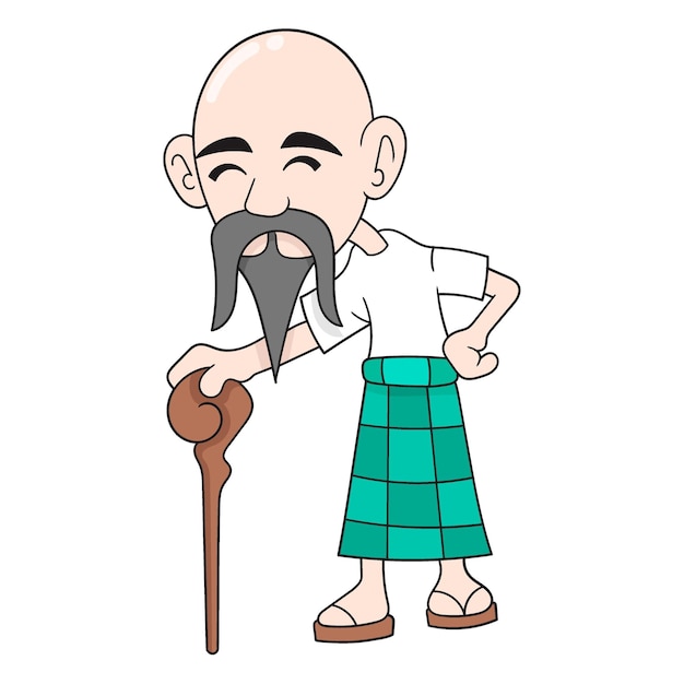 Wise faced old man doodle icon image kawaii