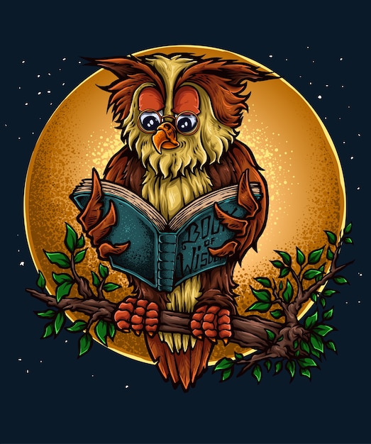 Wise Owl Character Design Rading a Book