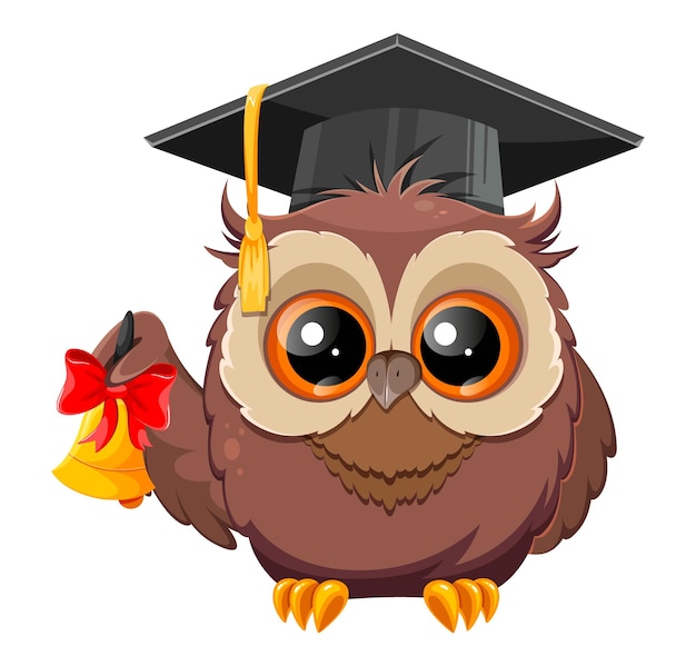 Wise owl in graduation cap cute cartoon owl