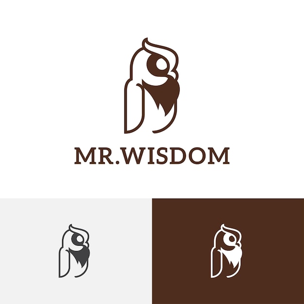 Vector wise owl wisdom business education night bird logo