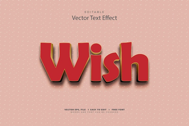 Wish 3d Text Effect Vector