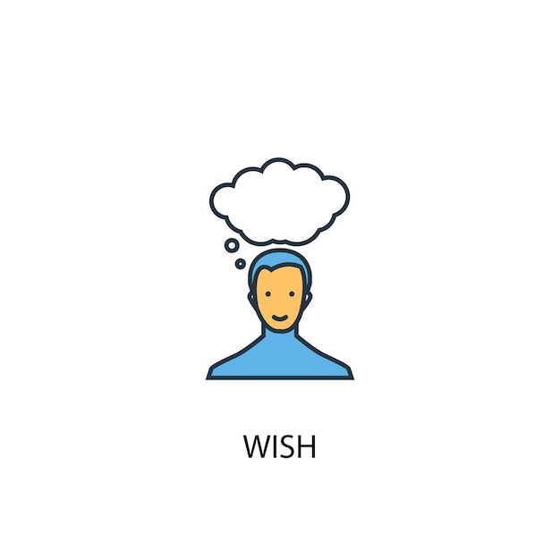 Wish concept 2 icona linea colorata. illustrazione semplice dell'elemento giallo e blu. desiderio concetto contorno simbolo design