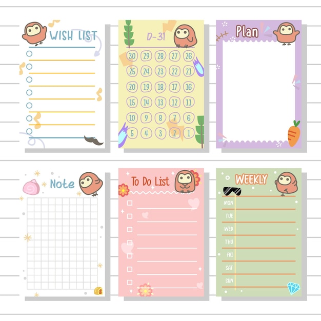 Vector wish list planner and memo collection