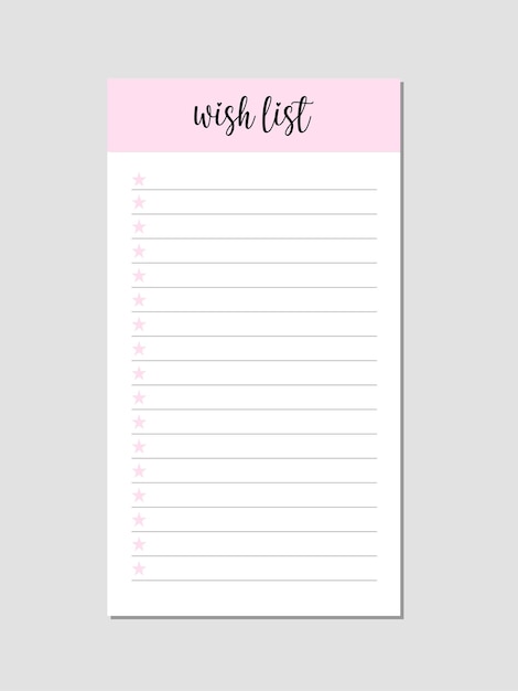 Wish List Template for Goal Setting and Organization Ideal for Planning Journals and Notebooks
