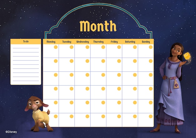 Wish Monthly Calendar