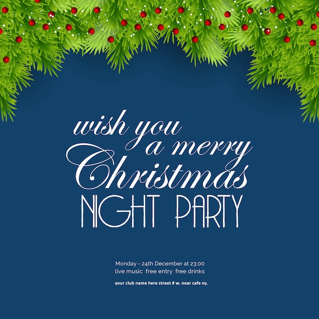 Wish you a Merry Christmas Night Party Background