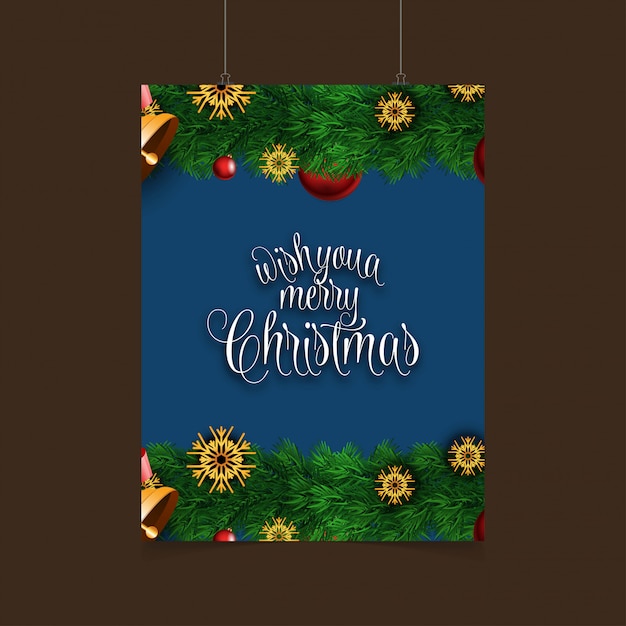 Wish you merry christmas snowflake background