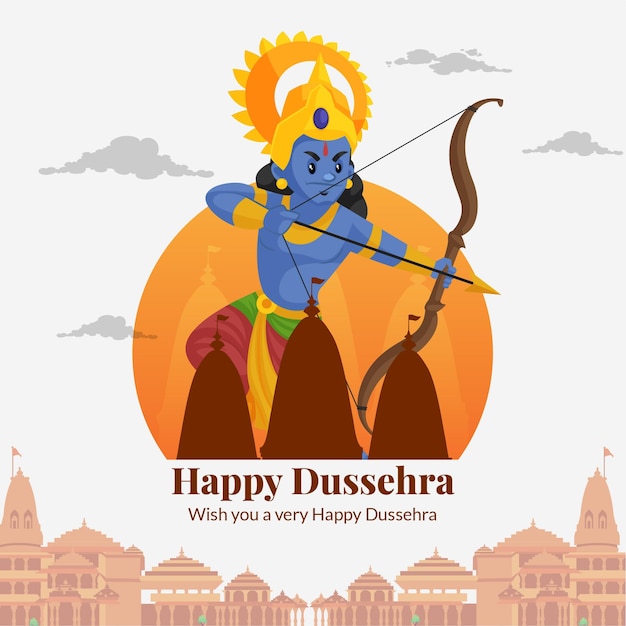 Желаю вам очень счастливого шаблона дизайна баннера индийского фестиваля Dussehra