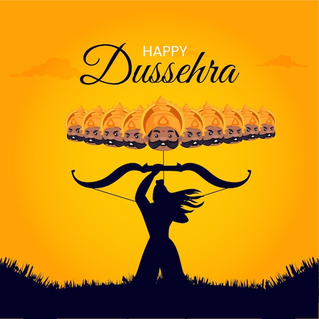 Wish you a very happy dussehra indian festival banner design template