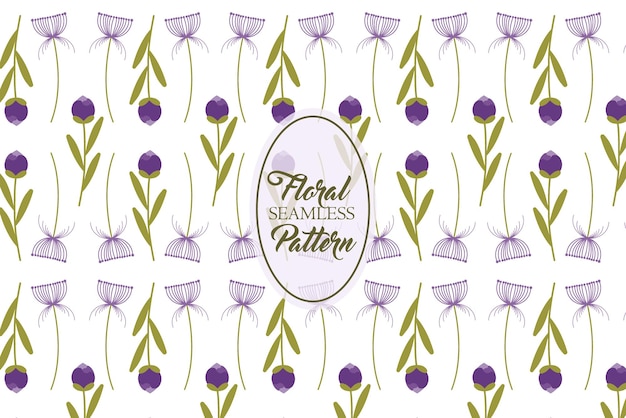 Wishing flower dandelion and tulip buds purple floral abstract\
vector seamless repeat pattern