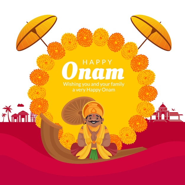 Vector wishing you happy onam indian festival banner design template