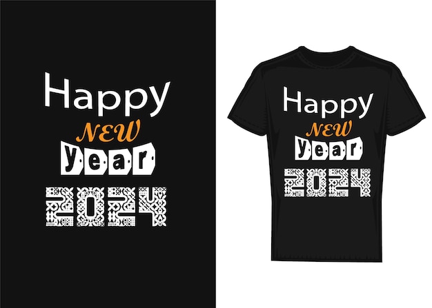 Vector wishing you a joyous new year 2024 and presenting the tshirt design template