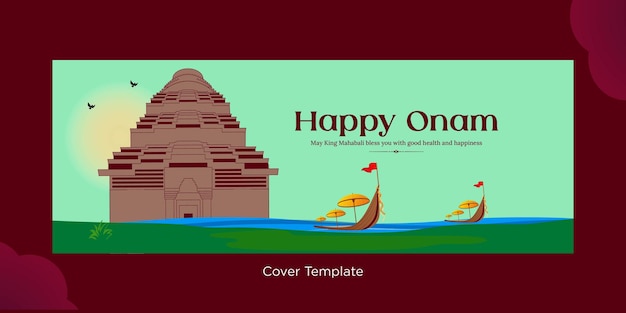 Vector wishing you a very happy onam festival cover page design