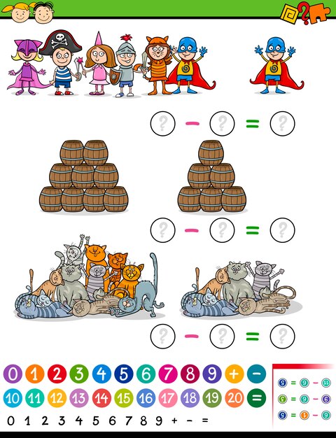 Wiskunde spel cartoon afbeelding