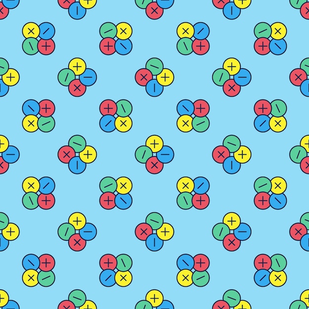 Wiskundige basissymbolen vector Math gekleurd naadloos patroon