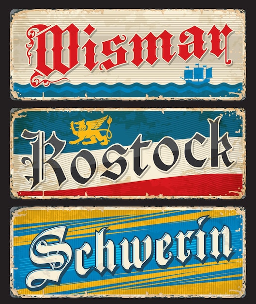 벡터 wismar rostock schwerin 독일 여행용 접시