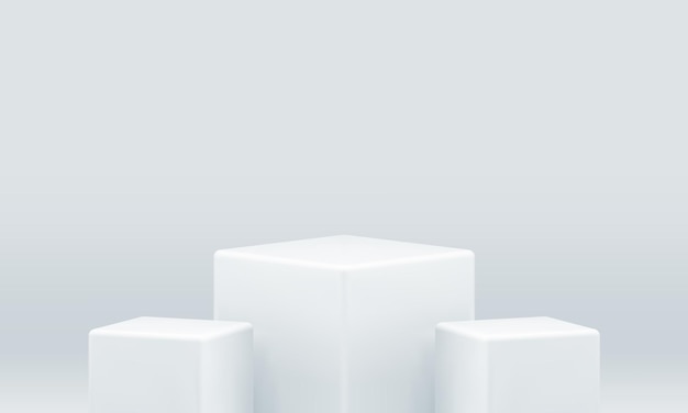 Wit 3D podium vierkante kubussen geometrische vorm prijs arena wedstrijd prestatie realistische vector