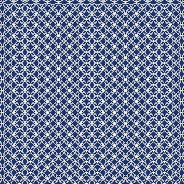 Wit Blauw Herhalende Bloemen Achtergrond Vector