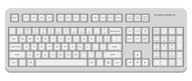 Wit computer qwerty-toetsenbord. eenvoudige platte vectorillustratie geïsoleerd op een witte achtergrond