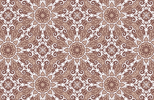 Wit en bruin koninklijk bloemenpatroon