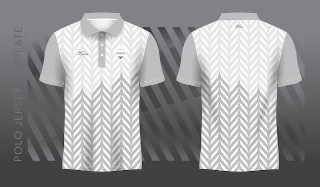 Vector wit en grijs sublimatie shirt voor polo sport trui sjabloon voor- en achterzijde