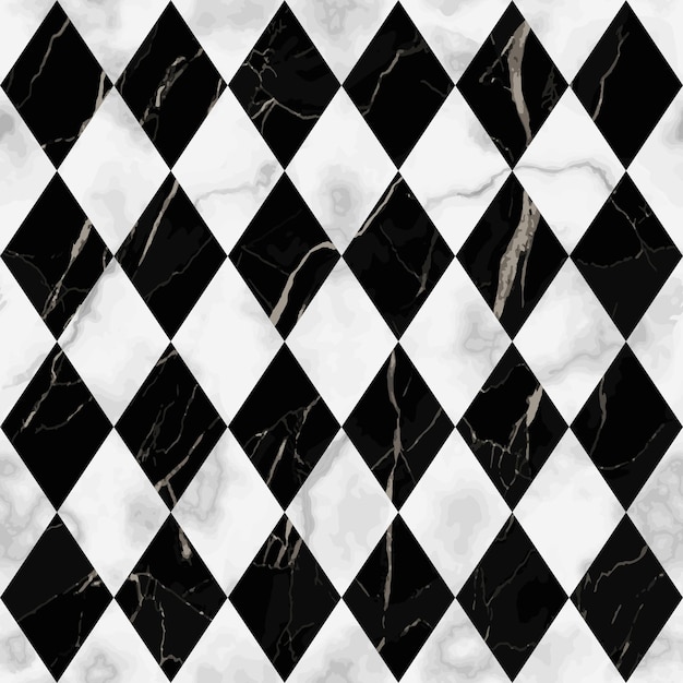 Wit en zwart geruit marmer naadloos patroon herhaal diagonaal ruit marmering oppervlak