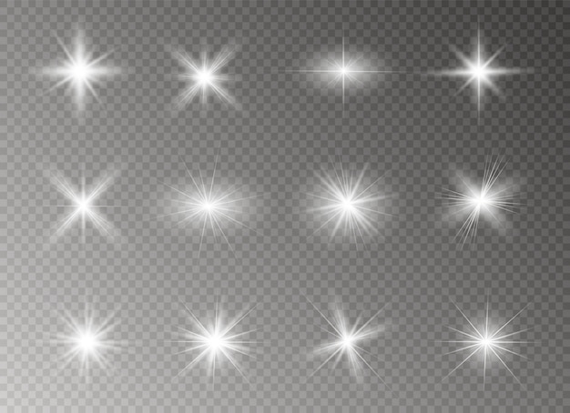 Wit gloeiend licht barstte explosie met transparant. illustratie voor cool effect decoratie met ray sparkles. heldere ster. transparante glans gradiënt glitter, heldere flare.