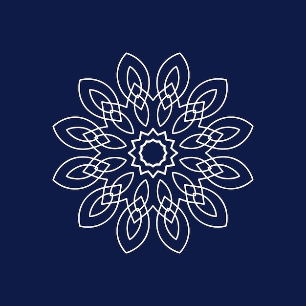 Wit mandala-patroonlogo met blauwe achtergrond vectorsjabloon