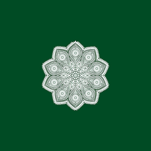 Wit mandala-patroonontwerp met premium vectorsjabloon op groene achtergrond