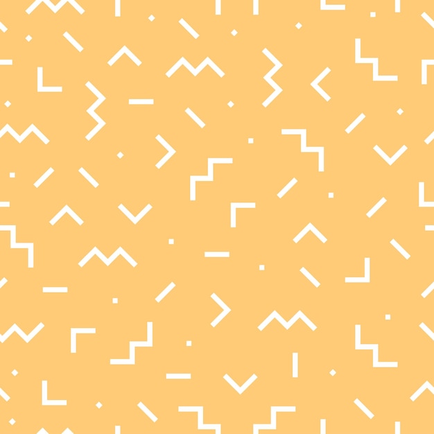 Wit memphis naadloos patroon met gele achtergrond