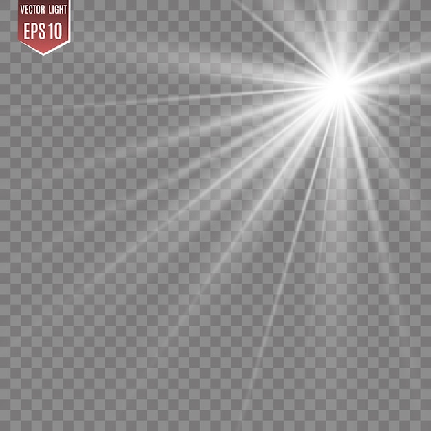 Wit mooi licht explodeert met een transparante explosie.