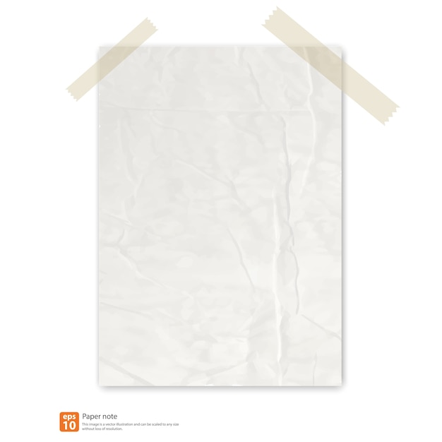 Wit papier verfrommeld met tape voor notitie