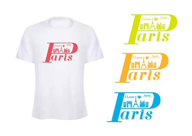 Wit t-shirt. logo van parijs.