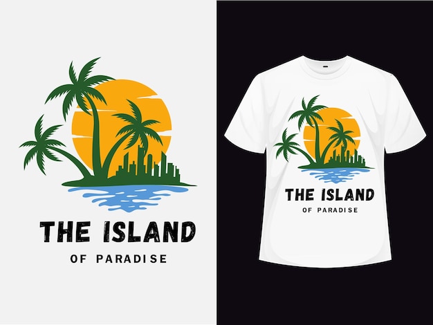 wit t-shirtontwerp met strandlogo