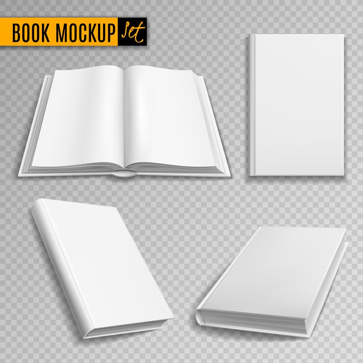 Vector witboek mockup. realistische boeken dekken lege brochure covers paperback lege leerboek tijdschrift hardcover catalogus