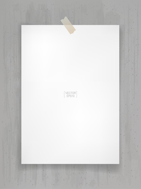 Witboek stok op grijze betonnen ondergrond met zachte schaduw. Vector illustratie.