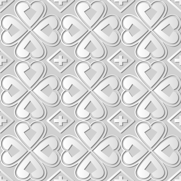 witboekkunst Curve Heart Cross Clover Leaf, stijlvolle decoratie patroon achtergrond voor webbanner wenskaart