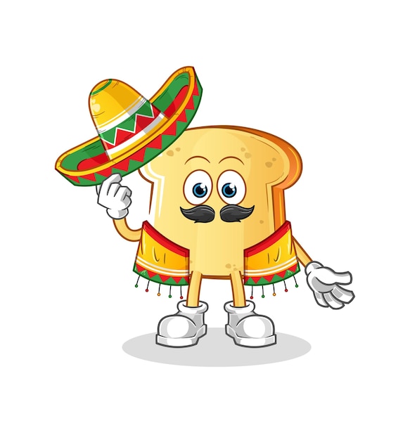 Witbrood Mexicaanse cultuur en vlag. cartoon mascotte vector