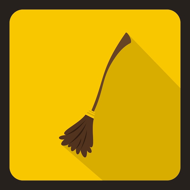 Vector witch broom icon in flat style with long shadow tricks symbol vector illustration
