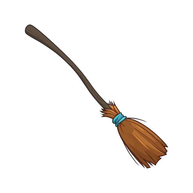 witch broom stick flat vector illustration clipart isolated on white background