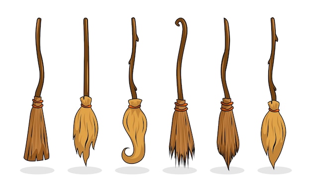 Witch broom stick illustration collections