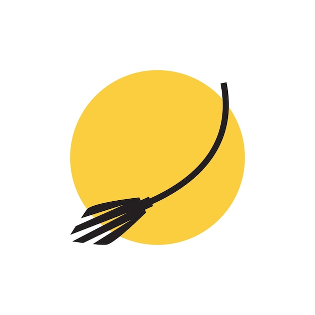 Witch broom with sunset logo design vector graphic symbol icon illustration creative idea