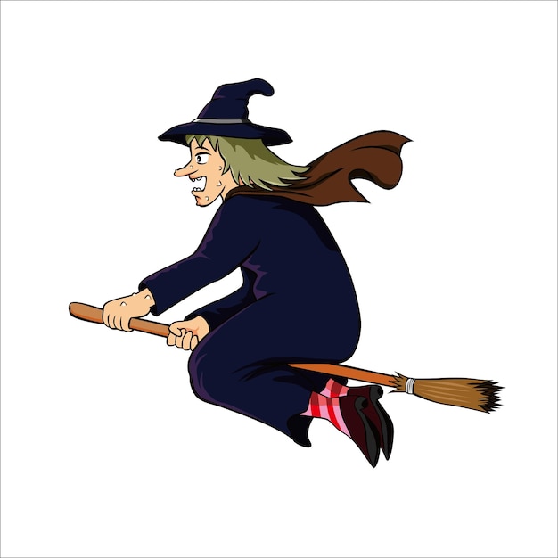 witch cartoon vector illustration. horror sign and symbol.