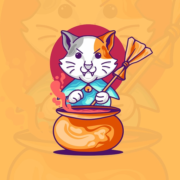 Vector witch cat character