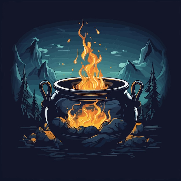 Вектор witch_cauldron_vector_иллюстрированный