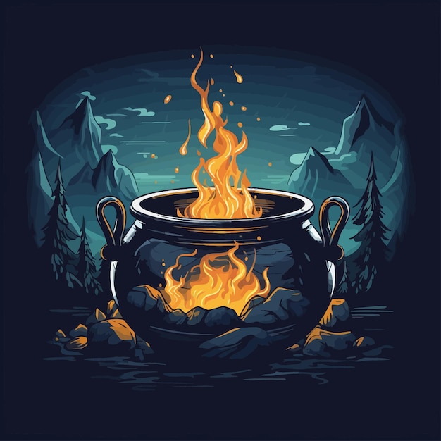 Vector witch_cauldron_vector_illustreerd